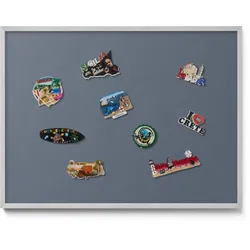 MAGNETTAFEL 80x60 cm Silberner Rahmen Kühles Grau