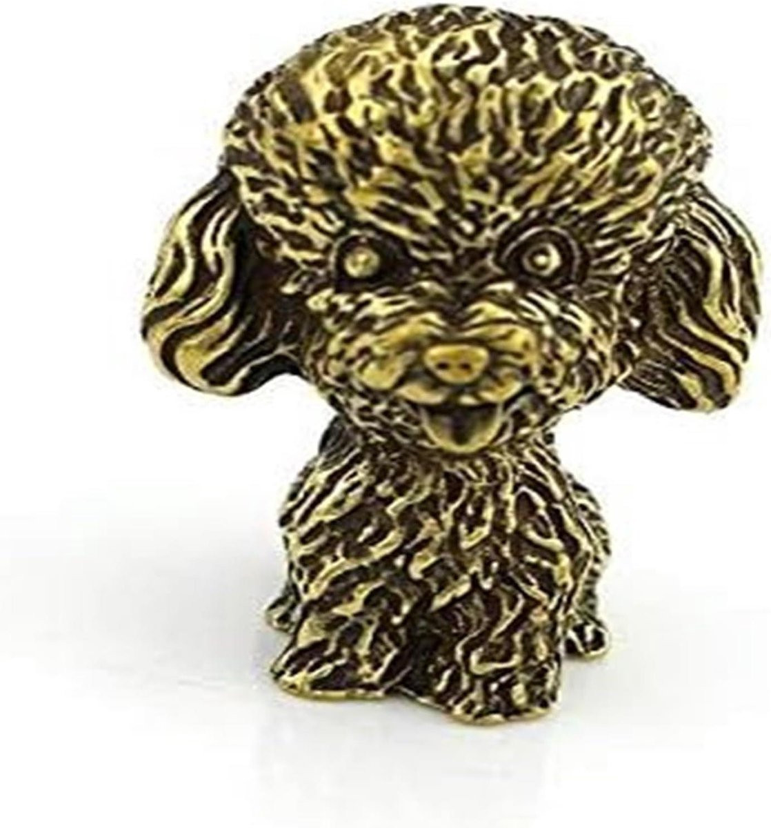 Vintage Poedel Beeld - Koperen Hond Ornament van Messing voor Huisdecoratie