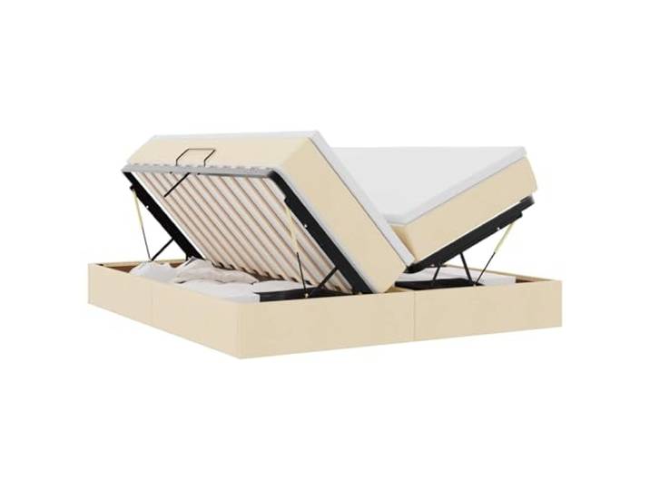 KKgypkn Aufbewahrungsbett mit Matratze Creme 180 x 200 cm, Metallbett mit Stauraum, Doppelbett in Creme, mittelfeste Matratze mit Taschenfederkern, modernes Design mit hydraulischem Lift