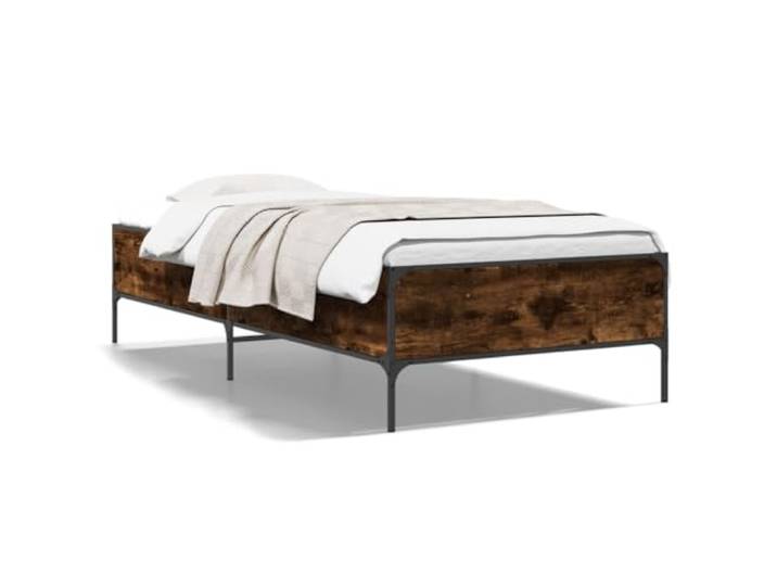 PUGYNBK Bettgestell aus technischem Holz, Metall, Eiche, rauchfarben, 75 x 190 cm
