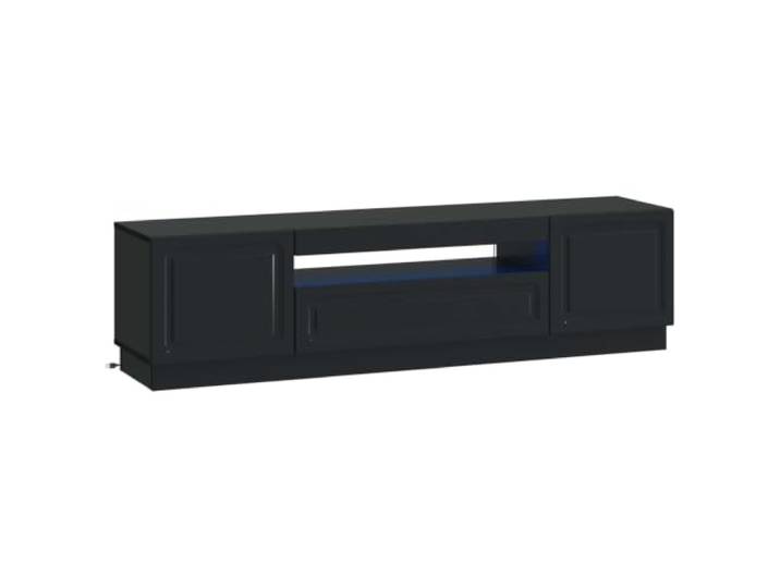 GKHPYURE TV-Schrank mit LED, schwarz, aus Holz, mit Türen Flexible LED-Leuchten, umkehrbare Türen 90 °, schlankes Design, feuchtigkeitsbeständig, für den Innenbereich