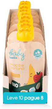 Baby Wells Pack Poupança Puré de Maçã e Banana Bio 10 x 90 gr