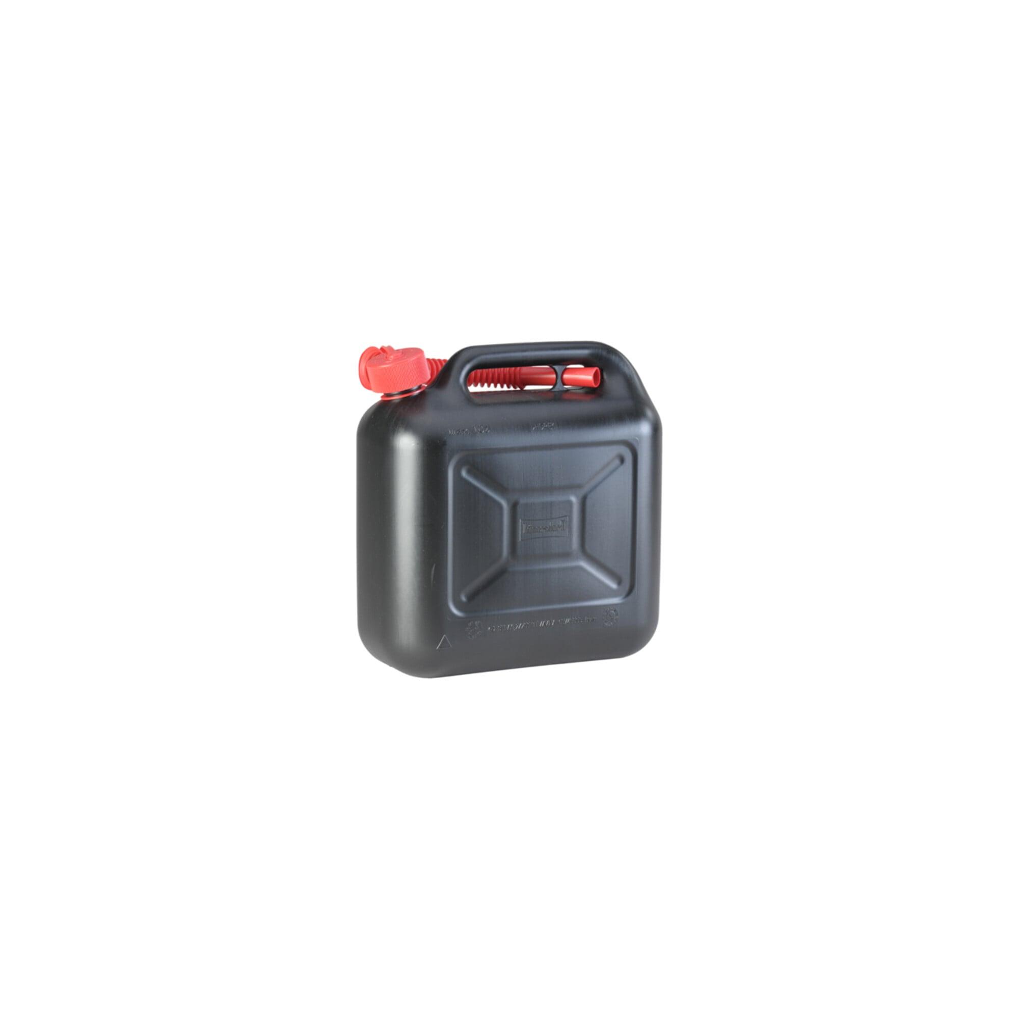 Hünersdorff Kraftstoff-Kanister STANDARD 10 L, HDPE schwarz, mit UN-Zulassung, rotes Zubehör (812800)