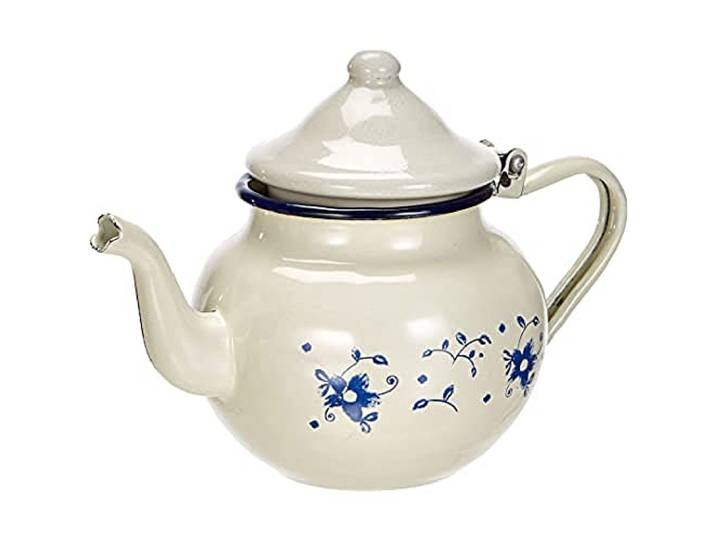 ibili Theepot Sena 0,7 l geëmailleerd staal, wit/blauw, 10 x 10 x 20 cm