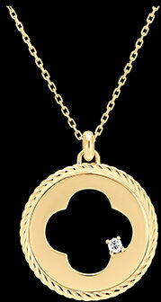 Edenly Halskette Frische - Absolutes Kleeblatt - 18 Karat Gelbgold und Diamante