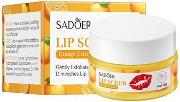 Rare Purchases Strawberry Lip Scrub By SADOER Fruit Series, Removes Dead Skin, Moisturizes, Brightens Lip Color, Soft Pink Lips orange 20g