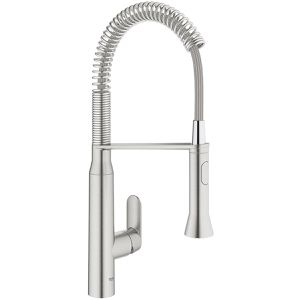 GROHE Küchenarmatur K7 31379DC0, supersteel, Hochdruck, 140° schwenkbar, verstellbare Brause