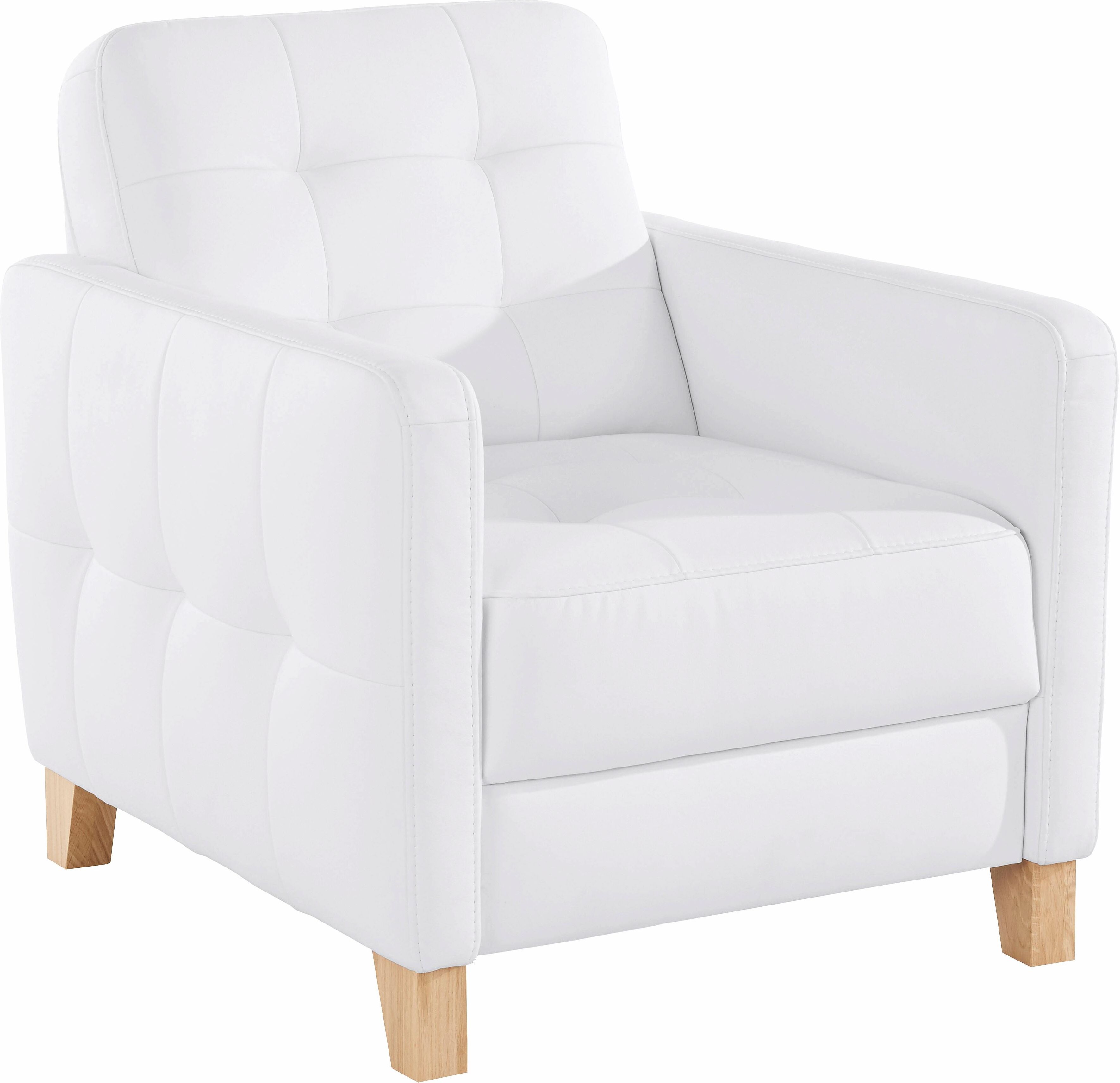 Sessel EXXPO - SOFA FASHION "Elio, Loungesessel, aufwendige Detailverarbeitung, bequem und modern", weiss (alpine weiß), B:76cm H:84cm T:90cm, Luxus-Kunstleder;NaturLEDER (echtes Rindsleder) in Sitz und Rücken. Korpus in passendem Kunstleder SOFTLUX bezog