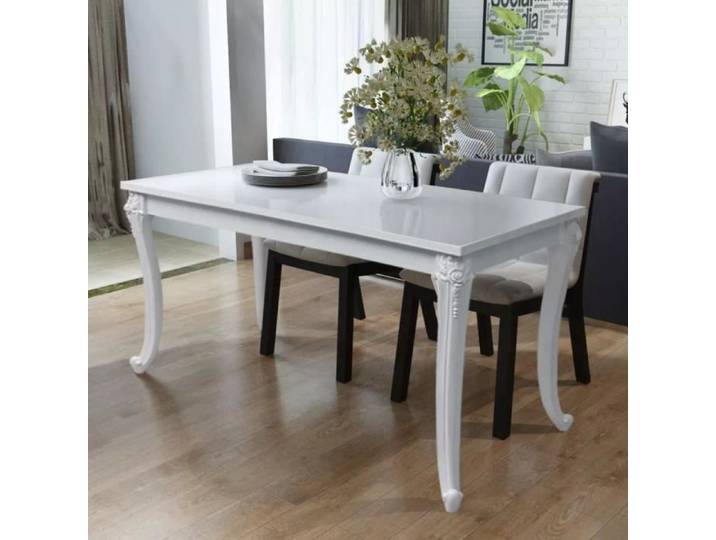 Table à Manger - Laquée Blanc - Rectangulaire - 4 à 6 Personnes