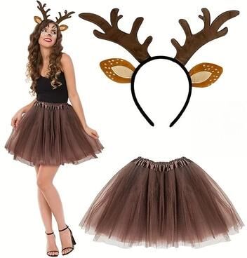 Uplifted Finds Taming Deer Head With Women's Clothing Accessories Set Christmas Deer Antler Animal Fancy Dress Up Set Taming Deer Head With Women's Clothing Accessories Set Christmas Deer Antler Animal Fancy Dress Up Set