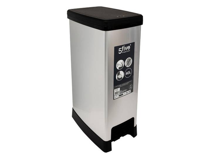 5five Simply Smart Mülleimer Plast 39/23,5/59 cm, Grau, Kunststoff, 23.5x59x39 cm, Haushalt & Reinigung, Reinigung, Mülleimer & Abfallsammler