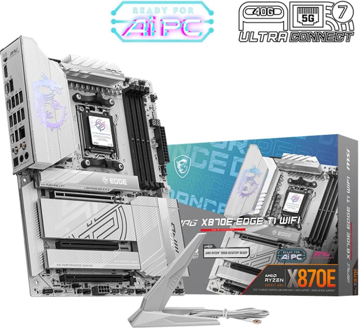 MSI MPG X870E EDGE TI WIFI Moederbord - ATX - Socket AM5 - AMD X870E chipset - Wi-Fi 7 - Bluetooth - 5 Gigabit Ethernet