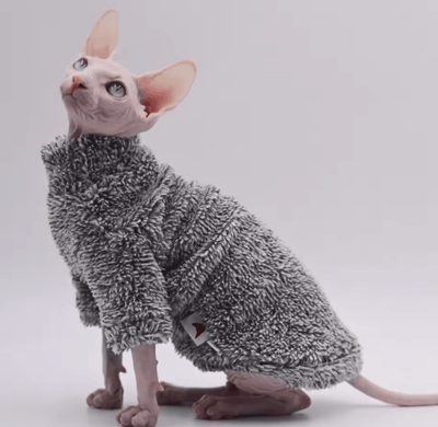 Inspire Picks DUOMASUMI Warm Double Sided Fleece Winter Jacket For Sphynx & Hairless Cats black l