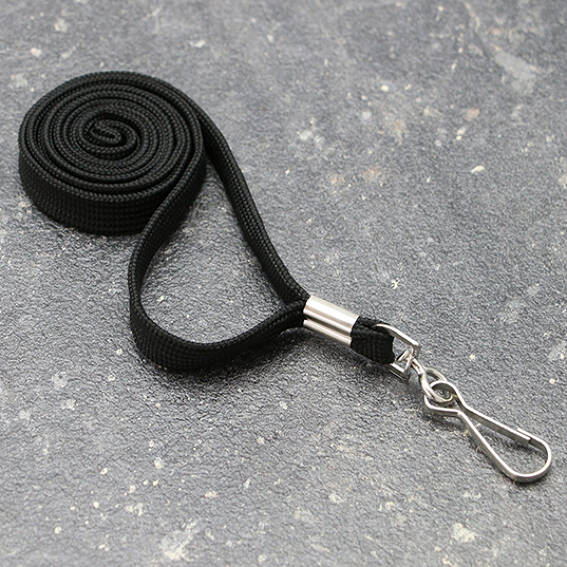 SPRINTIS 100 Unités - Lanyard, largeur 10 mm noir   avec crochet métal pivotant, polyester