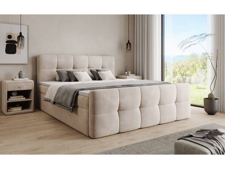 Boxspringbett Cozy Samt mit Stauraum - 90x200 - Schwarz - inklusive PU Schaum - Topper - Luxusbetten24