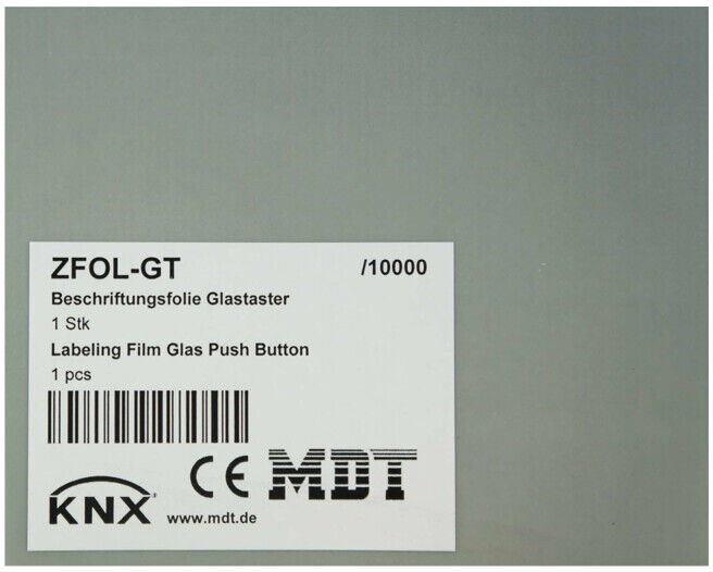 MDT technologies Film d'étiquetage pour bouton-poussoir en verre Plus ZFOL-GT (ZFOL-GT)