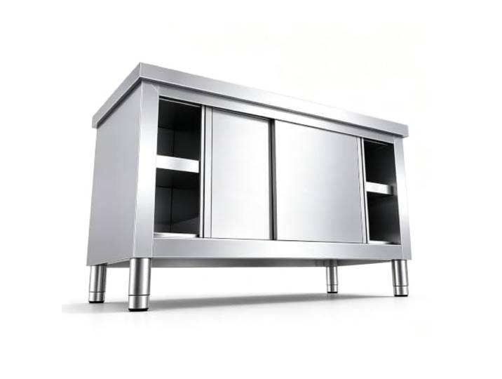 YPIOUREN Edelstahl Arbeitsplatte, Kitchen Table, Grill Tisch 5 Cm Verdickte Tischplatte, Doppelschichtiger Aufbewahrungsschrank, Tragkraft: 500 Kg(80x60x80cm/31.5x23.6x31.5in)