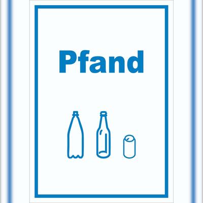 HB-Druck Pfand Mülltrennung Schild Text Symbol Flasche Dose Mehrweg Geld hochkant A6 (105x148mm)