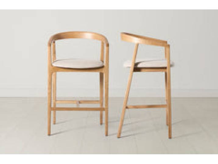 Barhocker 01, Eiche / Hellbeige