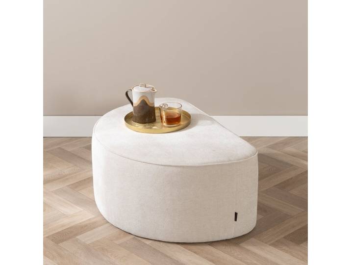 Bronx71 Hocker Lune halbrund Chenille off white