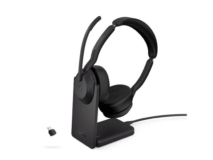 Jabra Evolve2 55 MS Duo Casque sans fil Bluetooth + Dongle USB-C + Station de charge