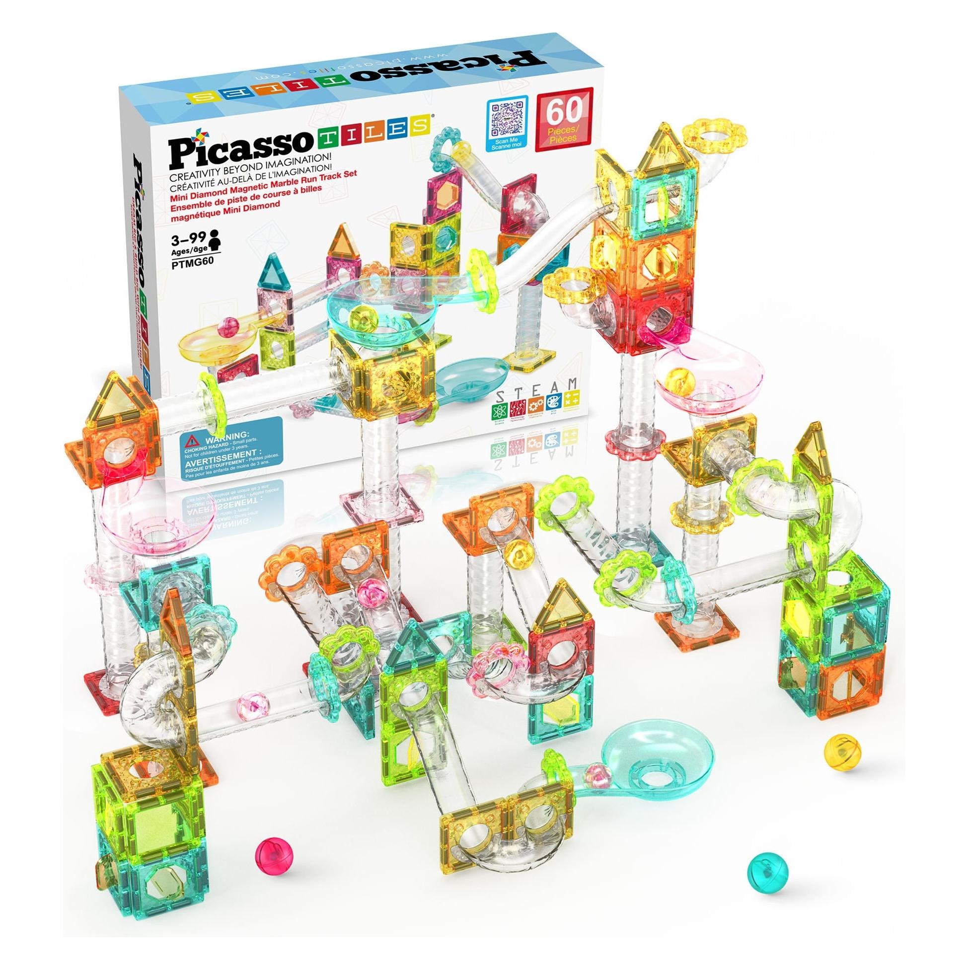 Nera Magnetic Construction Set PICASSO TILES Marble Run, 60 pieces, PTMG60 (PTMG60)