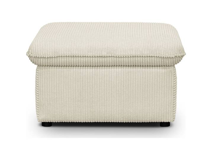 Pouf Coffre De Rangement En Velours Côtelé Beige - Baya