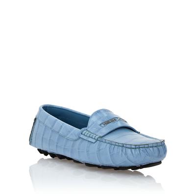 Mokassin PHILIPP PLEIN "Cocco Crocco Print", Damen, Gr. 38, Normalschaft, 07, lightblau, Schuhe Mokassin