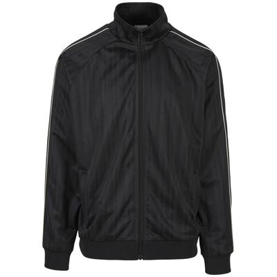 Outdoorjacke KARL KANI "Karl Kani Signature Shadow Stripe Trackjacket", Herren, Gr. XS, schwarz (schwarz, sanftes weiß), 100% Polyester, unifarben, normal, amerikanischer Ausschnitt, Jacken Outdoorjacke