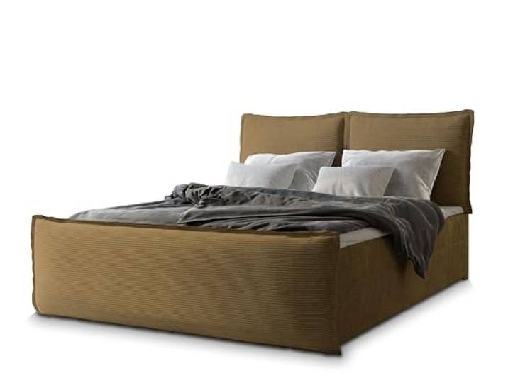 Masseno Boxspringbett Monta 180x200 cm Komplett-Set mit Matratze und Topper, Polsterbett mit Zwei Bettkästen -Gelb, Lincoln 48