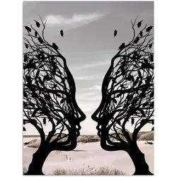 POSTER Strand - Meer - Menschen - Baum - Moderne Kunst Deko Wohnzimmer 60x80 cm
