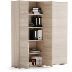Büro-Aktenschrank BLOCK, 4 Türen, 1600 × 400 × 1748 mm, Eiche natur