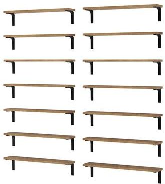 "Wallniture Nola 24"" Floating Shelves for Wall Decor, Wood Shelves for Living Room, Office, Kitchen Storage Shelves, 14 Pcs"