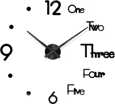 Inspire Picks 3D DIY Frameless Wall Clock Luminous Silent Modern Wall Decor Stickers 016 Black 3d 51 Inch(130cm)