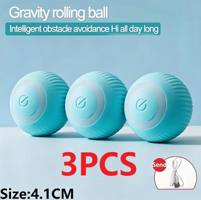 Inspire Curations Interactive Automatic Rolling Cat Ball Toy Smart Self Moving Exercise Ball 3pcs blue Blue Blue