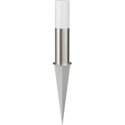 ledscom.de Wegelicht / Pollerleuchte GROPO mit Erdspieß für außen mit Premium Echtglashaube – UV-beständig, kein Vergilben, IP44, 41 cm, edelstahl, 1x E27 471lm, extra-warmweiß