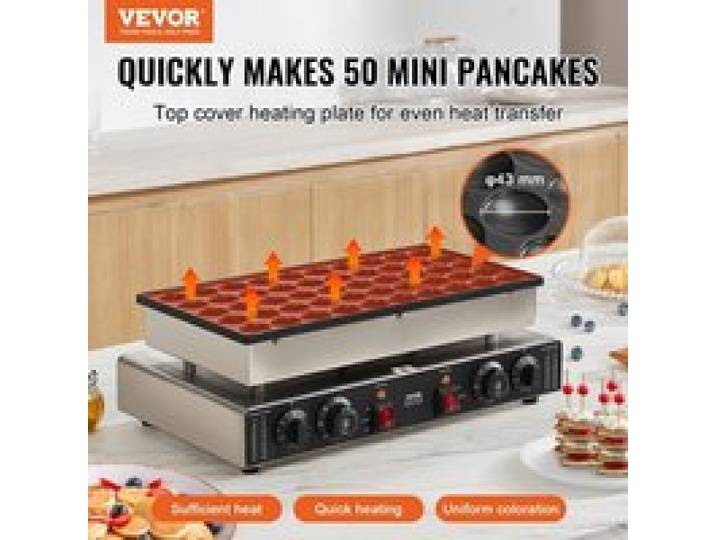 Appareil à Pancake 50PCs 1700 W Crêpière Commerciale 43 mm Appareil à Poffertjes Dorayaki en Acier Inoxydable Antiadhésif Tempér…