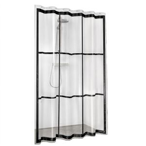 Sealskin Duschvorhang Brix, 180 x 200 cm, wasserdicht, aus PEVA / Kunststoff, transparent & schwarz
