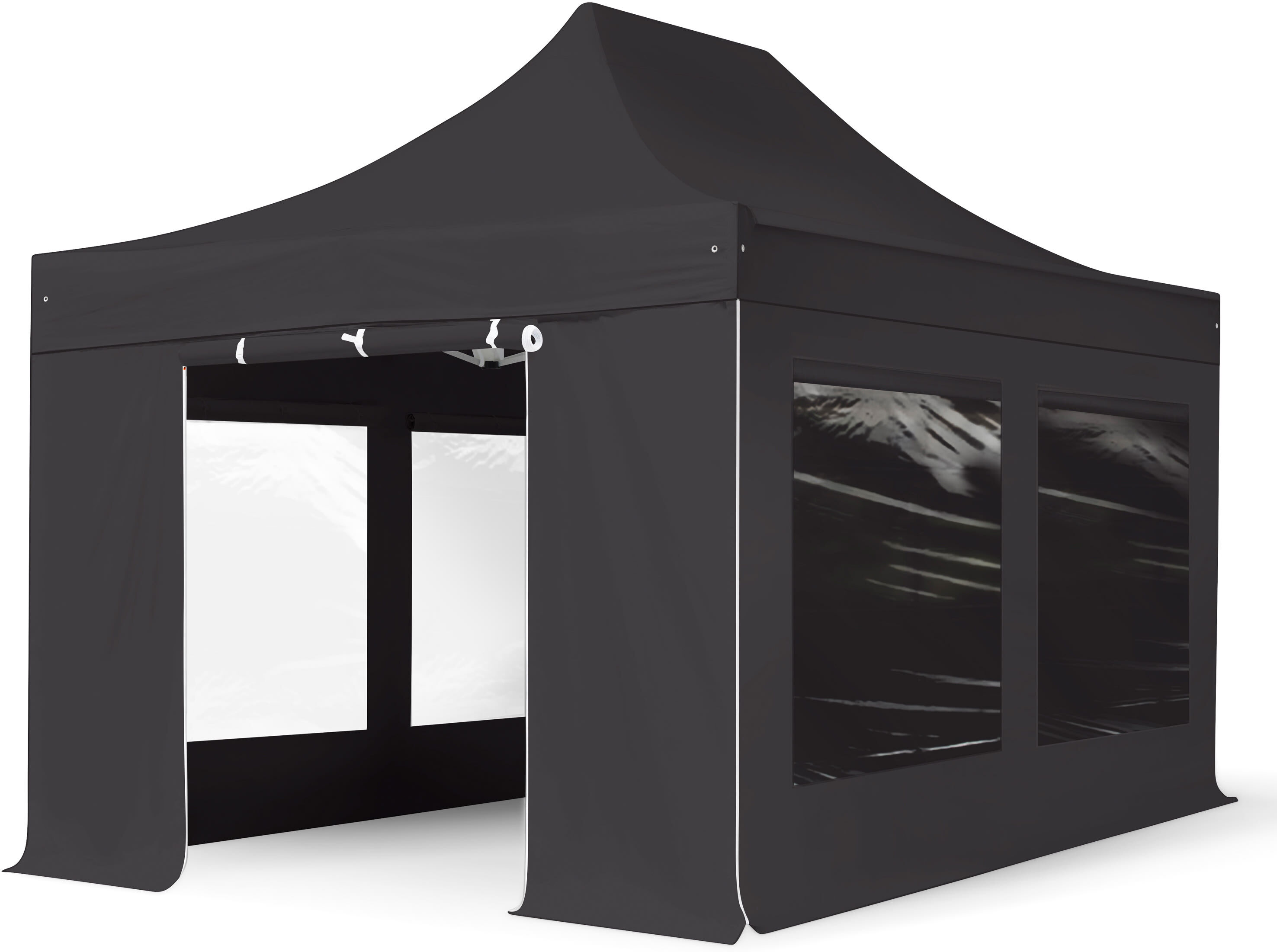 TOOLPORT 3x4,5m Teräs pop-up teltta, sis. 4 sivuseinää, musta - (600043)