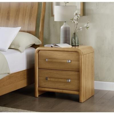 Modern 2-Drawer Nightstand with USB Charging Ports by GDFStudio