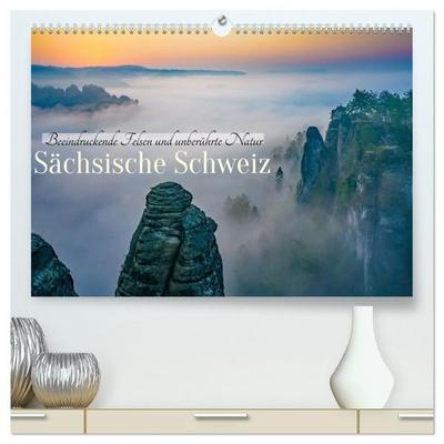 Sächsische Schweiz - Beeindruckende Felsen und unberührte Natur (hochwertiger Premium Wandkalender 2027 DIN A2 quer), Kunstdruck in Hochglanz