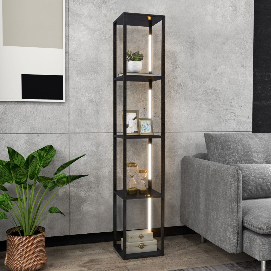Metro Bryndle 163cm Black LED Tray Table Floor Lamp Black 163cm H X 29cm D