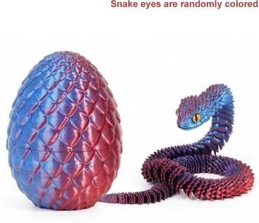 Useful Little Things 3D Printed Articulated Snake Egg Toy blue Purple