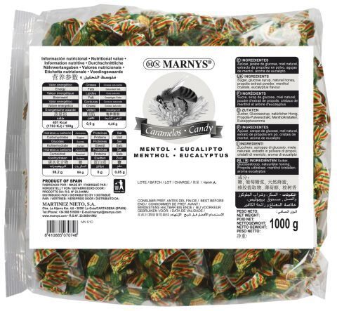 Marnys Propolis, Honey, Menthol and Eucalyptus candies 1000 gr 1 Kg