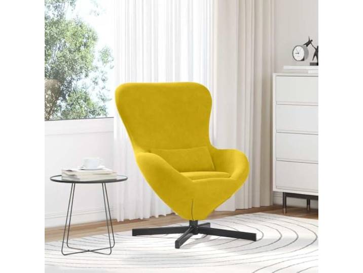 NLQMSU Sessel, Eigelb, Velours, 63 x 73 x 90 cm, drehbar Sitzfläche aus weichem Samt, stabiles schwarzes Stahlgestell, fließende Rotation, stützende gebogene Rückenlehne