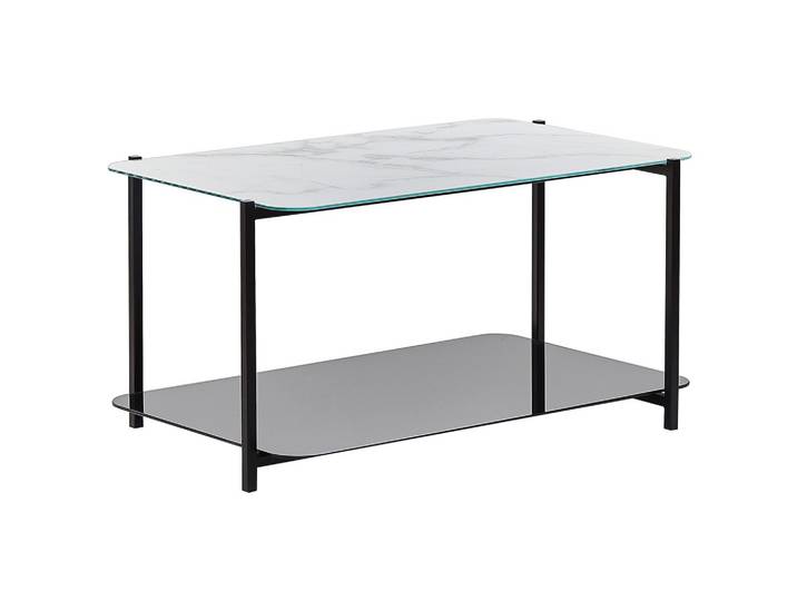 COUCHTISCH Marmor Optik weiß/schwarz rechteckig Gloster