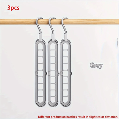 Inspire Essentials Foldable Space Saving Clothes Hangers With 9 Slots Heavy Duty Closet Organizer Set gray