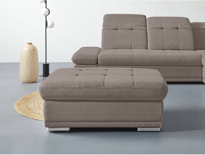 Hocker, Chenille-Struktur, Taupe, 112×72×46 cm, Gepolstert, Modern, Cotta