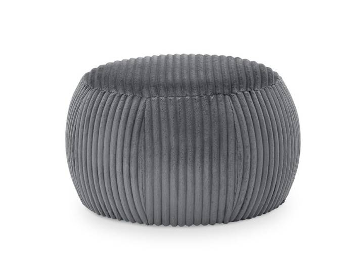 set one by Musterring Denton Pouf in Cord - Cord Tilia 90 grau - 80 Modern, Vintage