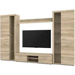 WOHNWAND Spacoro XL Sonoma Eiche 300/190/40 cm Viel Stauraum ohne LED